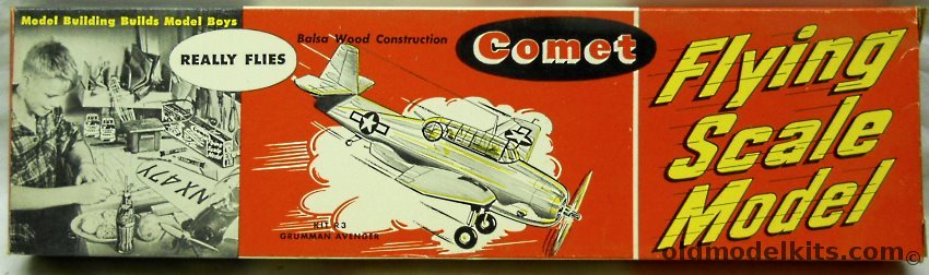 Comet Grumman Avenger TBF - 20 Inch Wingspan Flying Balsa Airplane - Coke Bottle Issue, R3-59 plastic model kit